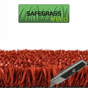 PLAYGRASS ECO R�D Safegrass, kunstgr�s, rulle i anbrud, bredde 2 m 